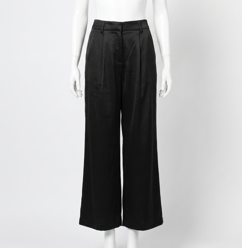 NEW ADELYN RAE lucia pleat front wide leg trousers in black